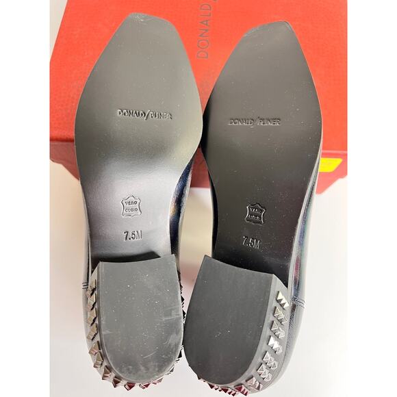 Donald Pliner Milann Black Patent Iridescent Studded Leather Ankle Booties W 7.5 - Picture 8 of 13